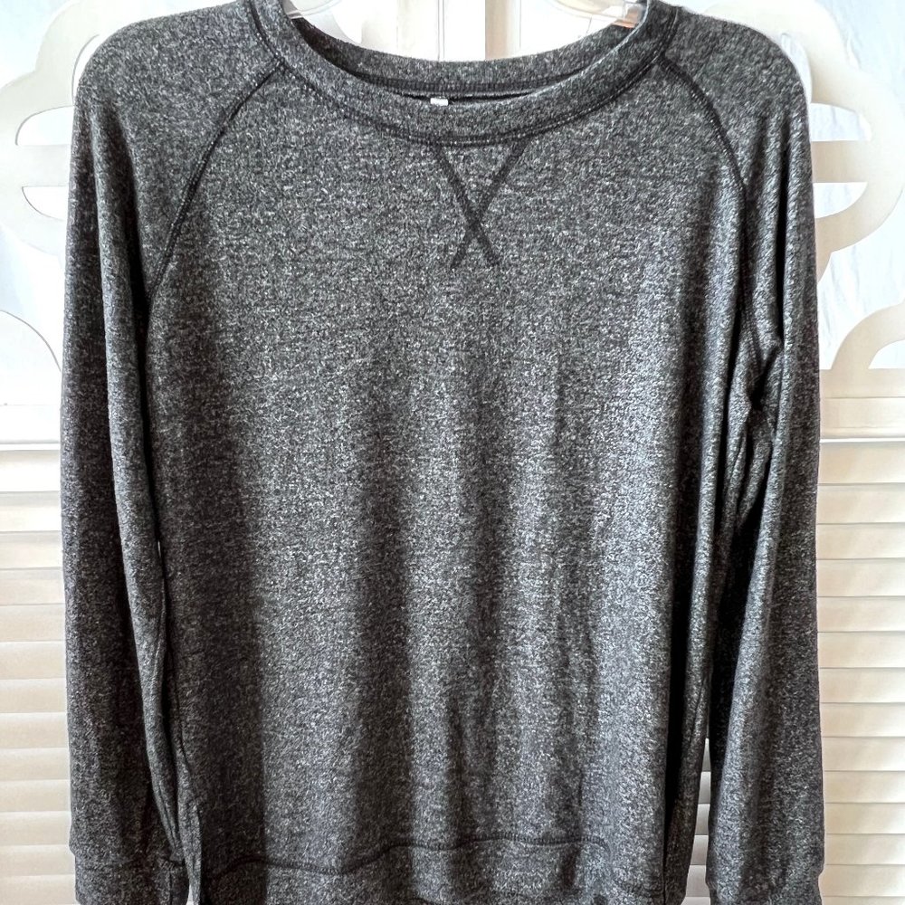 Lightweight Sweater, Pullover, Heather Gray, Cotton Blend, Size Large, LN